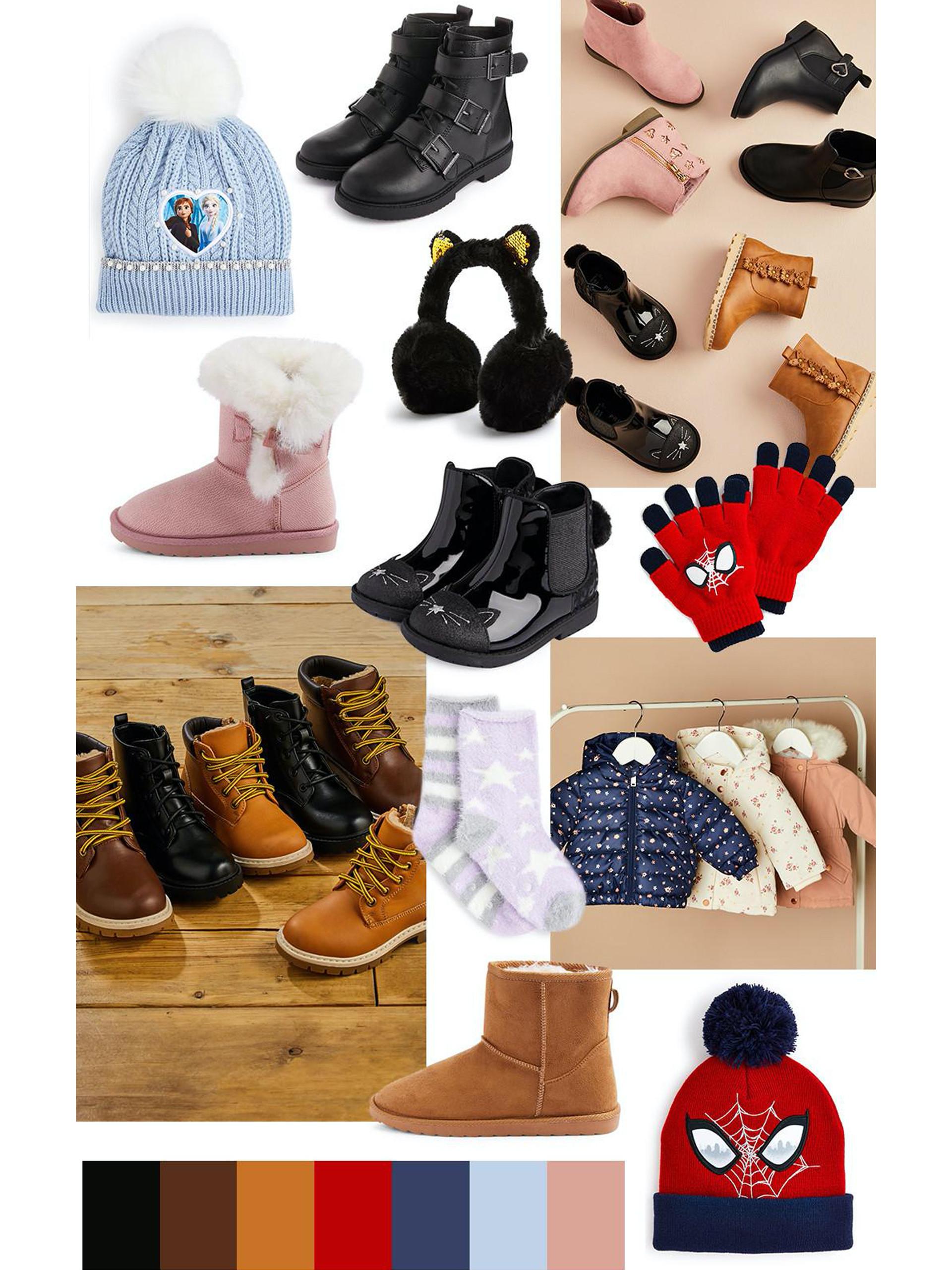 conjunto de ropa de invierno y otoño para niños, botas, chaquetas, gorros,  bufandas, conjuntos de ropa.