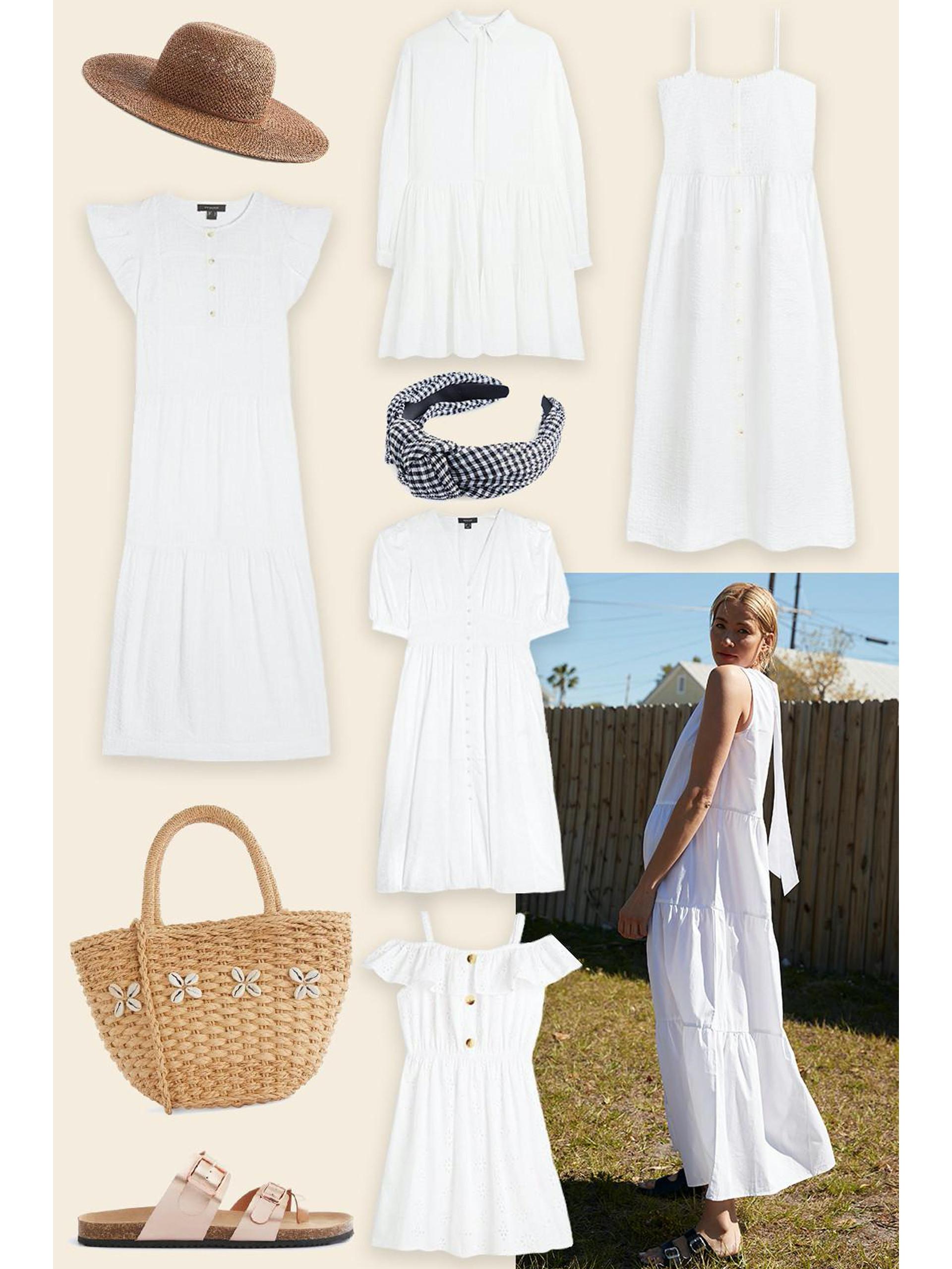 collage de vestidos blancos