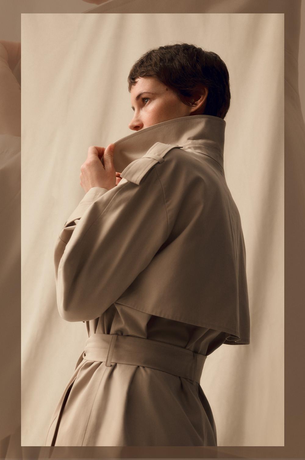 Imperméable beige ajusté