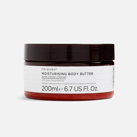 Red and black jar of body butter