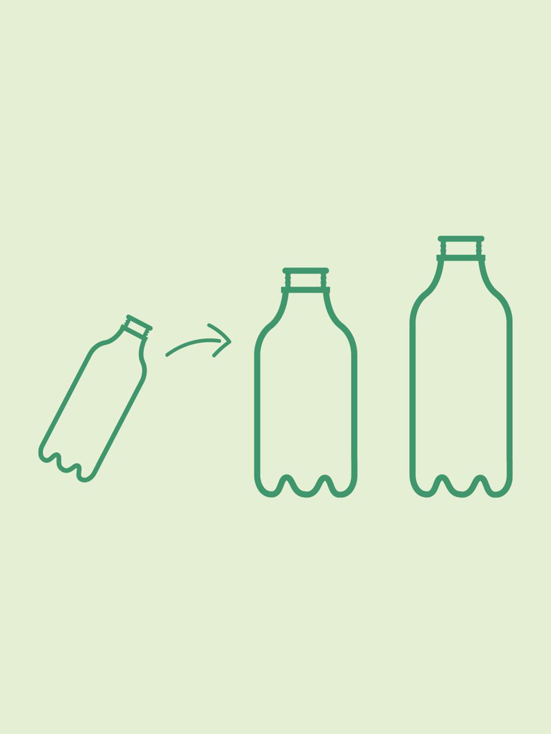 Bottles on a light green background