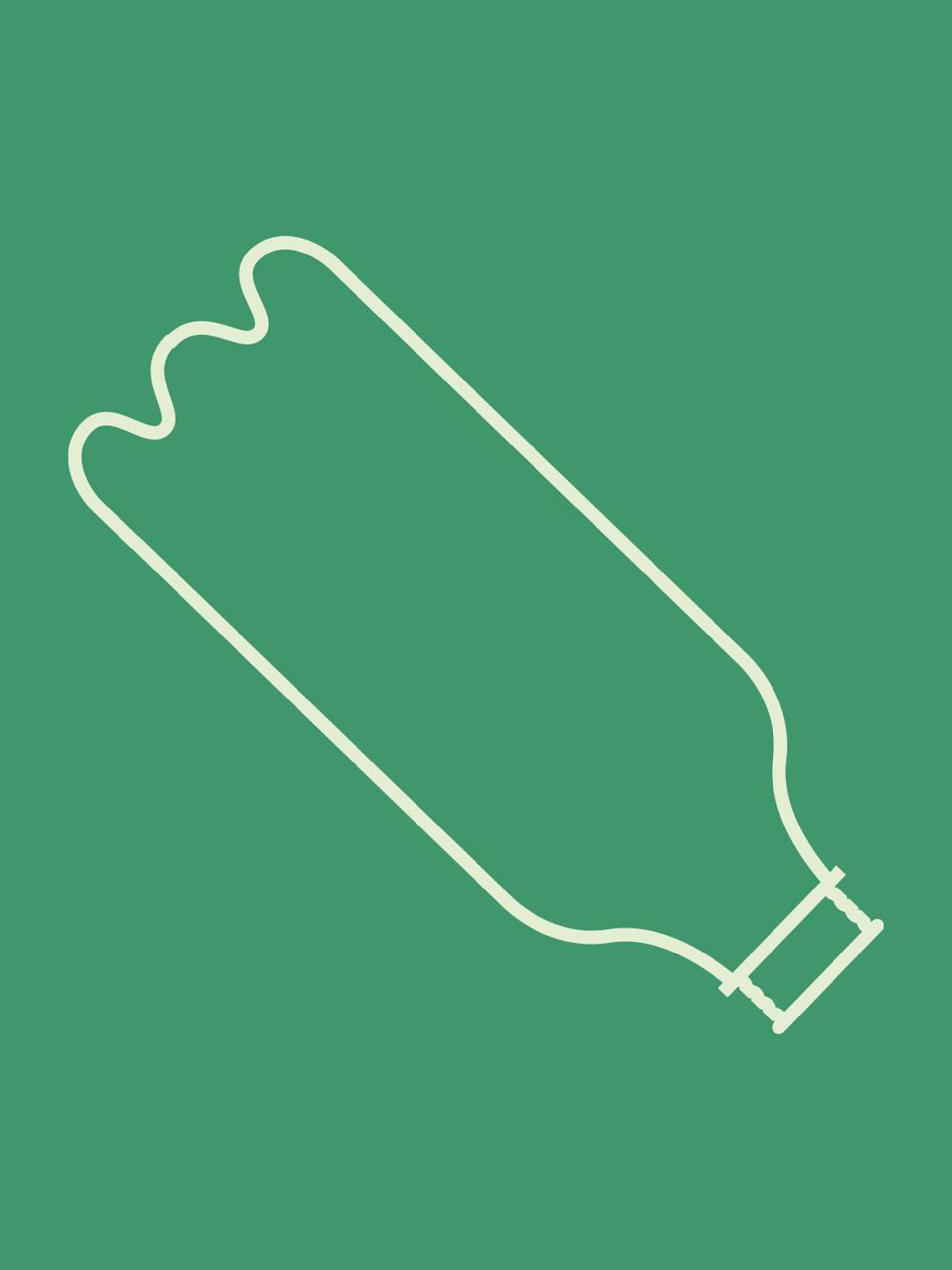 Plastikflasche vor grünem Hintergrund