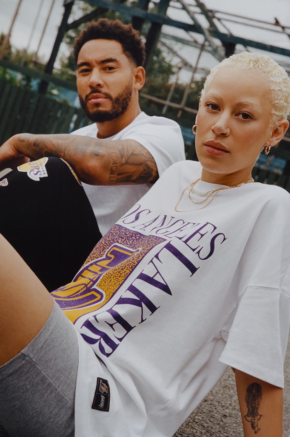 Josh portrait with model in Lakers collection