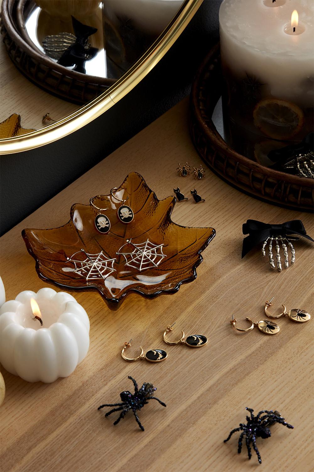 flat lay of earrings for halloween