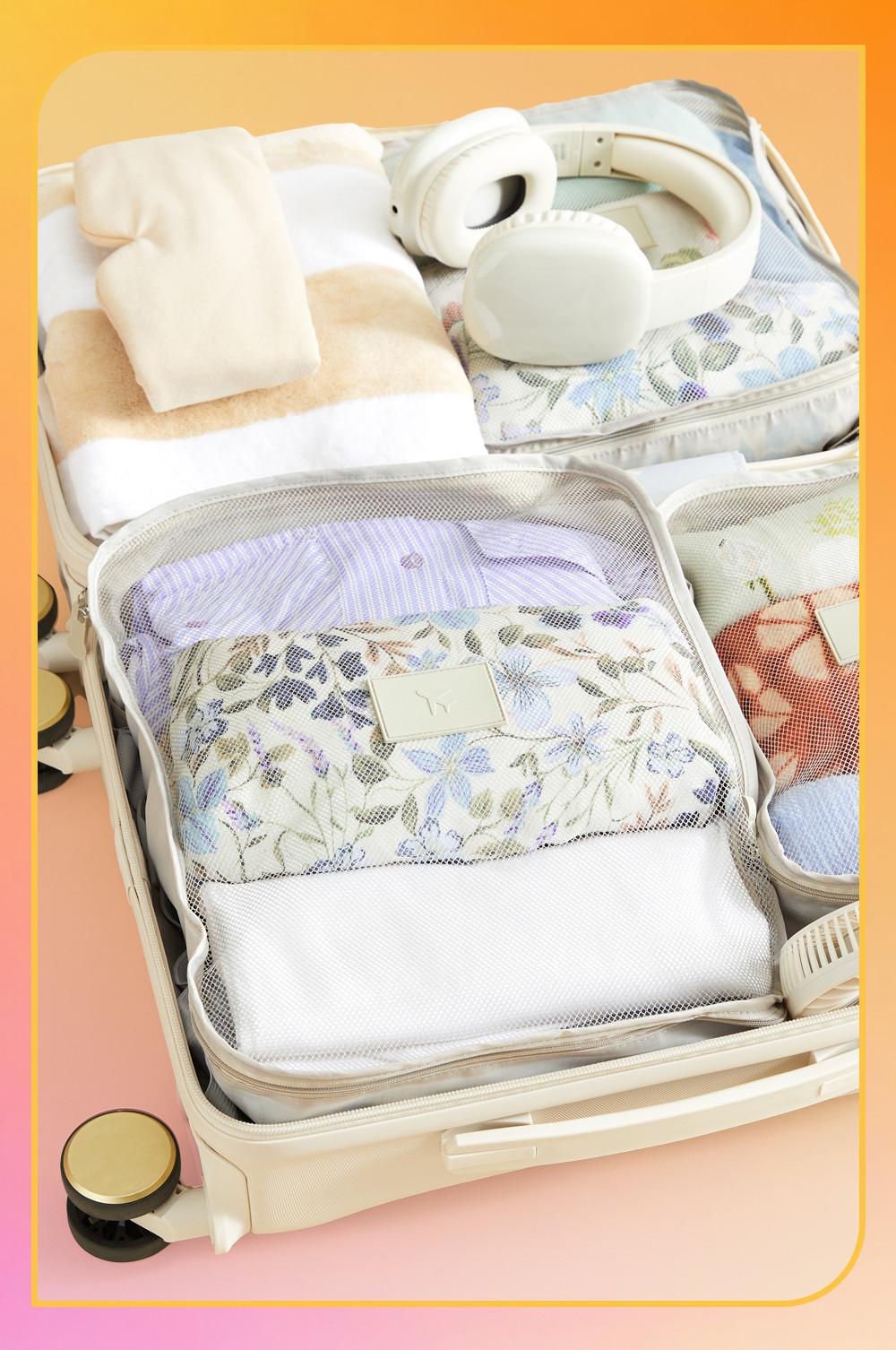 Packing cubes inside a suitcase