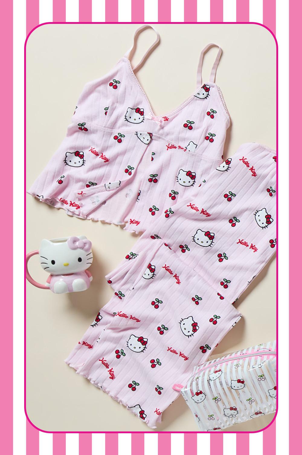 Pyjama Hello Kitty Pour Fille - Ensemble 2 Pièces - Tailles 4 à 14 Ans - Coton Doux Et Confortable