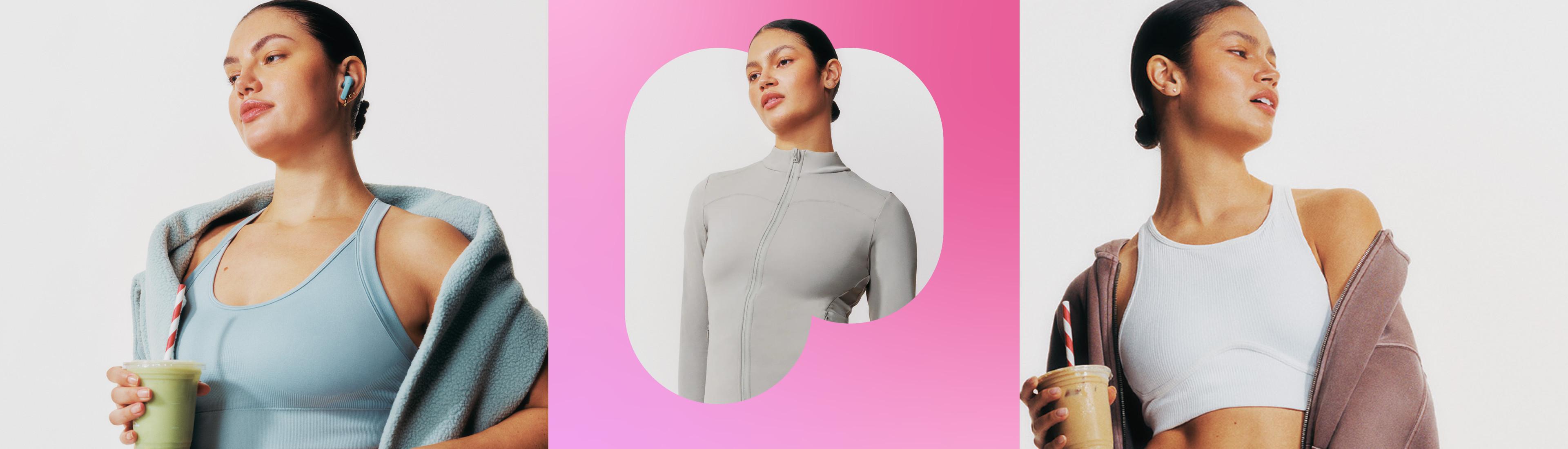 Trois mannequins portant des vêtements d’intérieur confortables : un pyjama à motif floral, un ensemble d’intérieur gris clair et un pyjama rayé blanc.