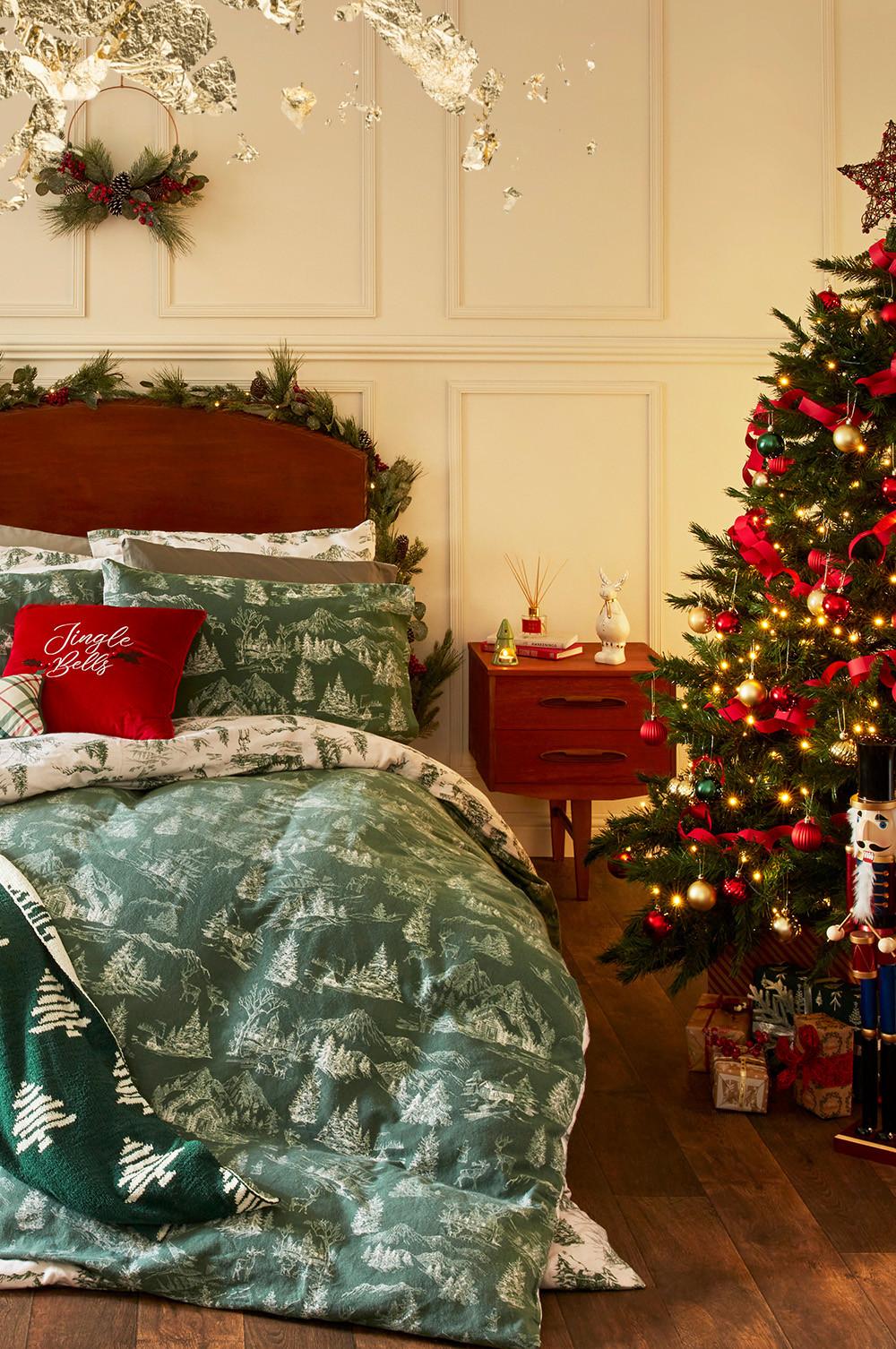 Een slaapkamer in kerstsfeer