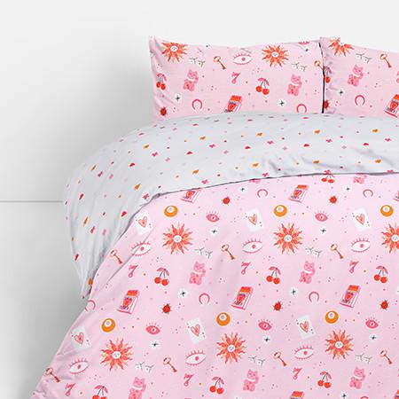 Pink floral print duvet