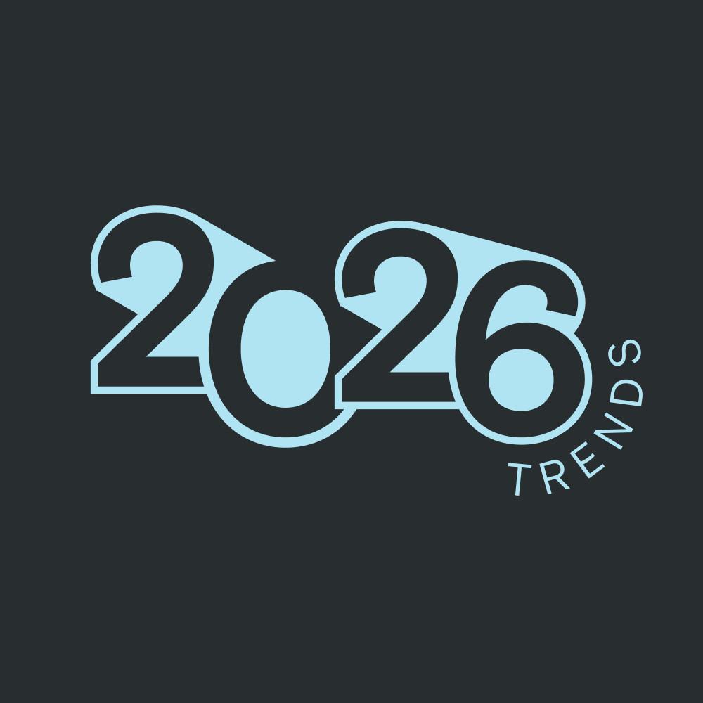 2026 Trends logo in light blue text on dark grey background.