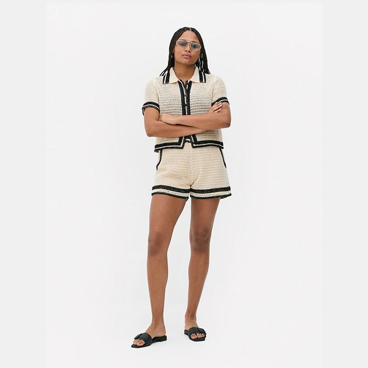 black and white co-ord crochet set