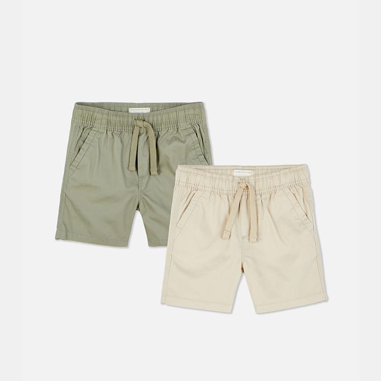 Green shorts and cream shorts