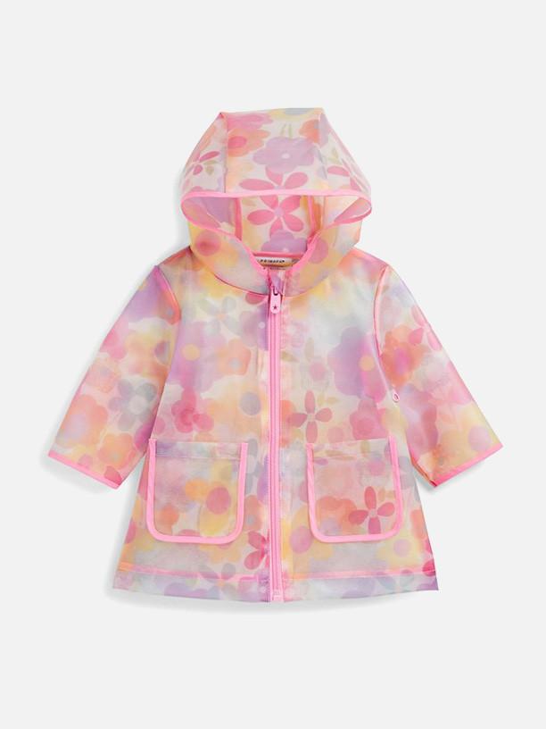 Rainbow print baby rain coat