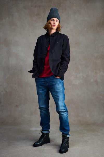 Model in bootcut jeans