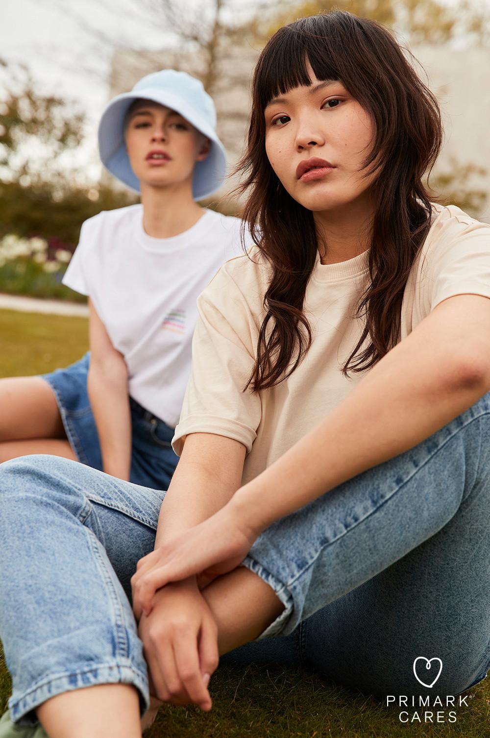 Models wearing summer t-shirts and denim jeans
