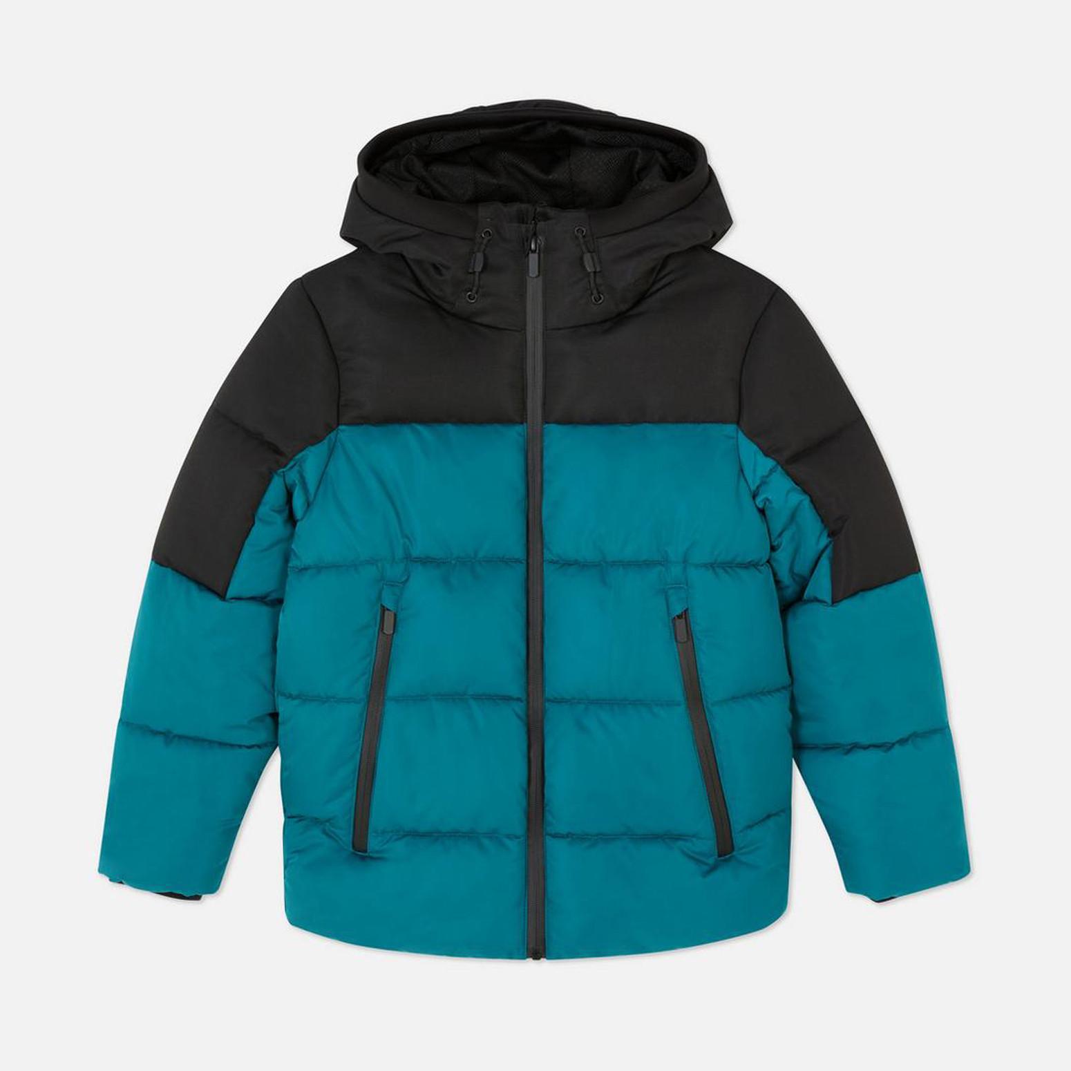Kids teal puffer jacket with hood