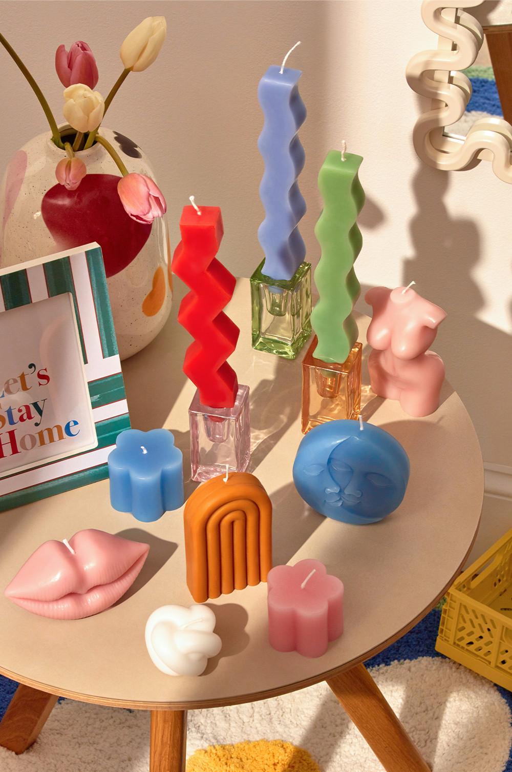 Coloured shaped candles