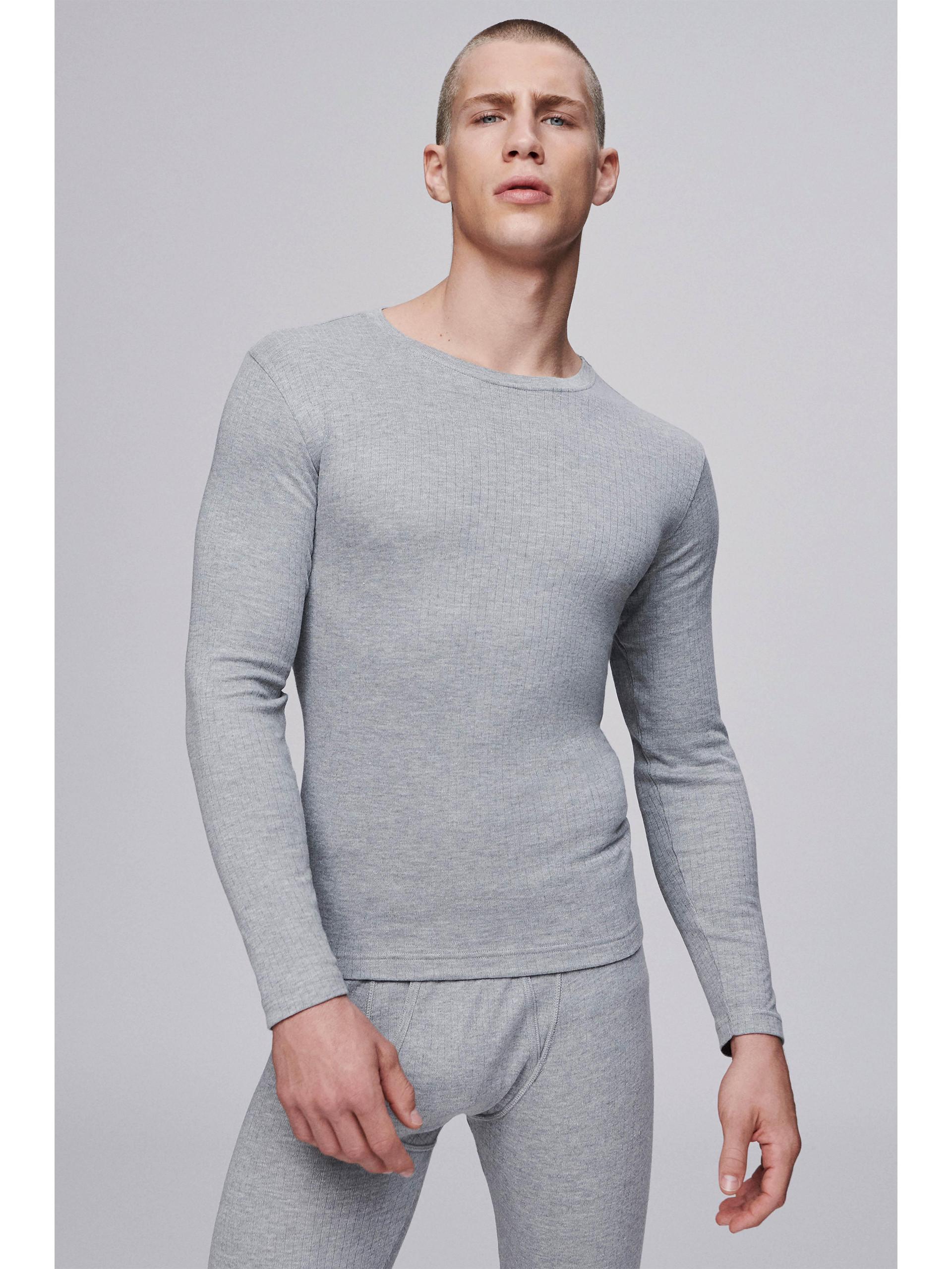 Male model in grey thermals