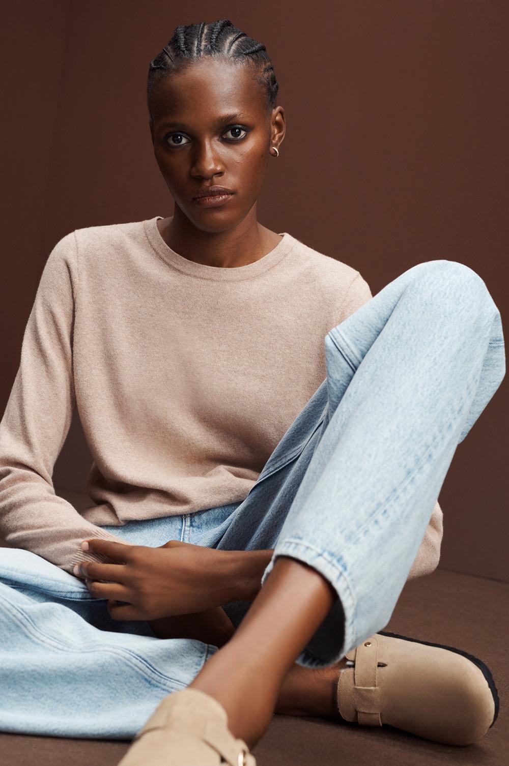 woman wearing cashmere jumper