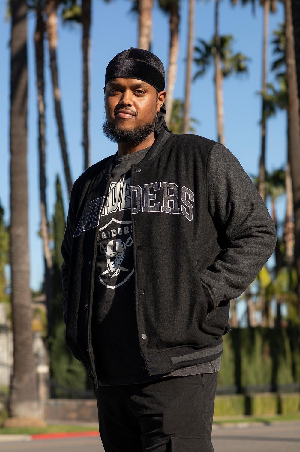 Chunkz in NFL jacket and top