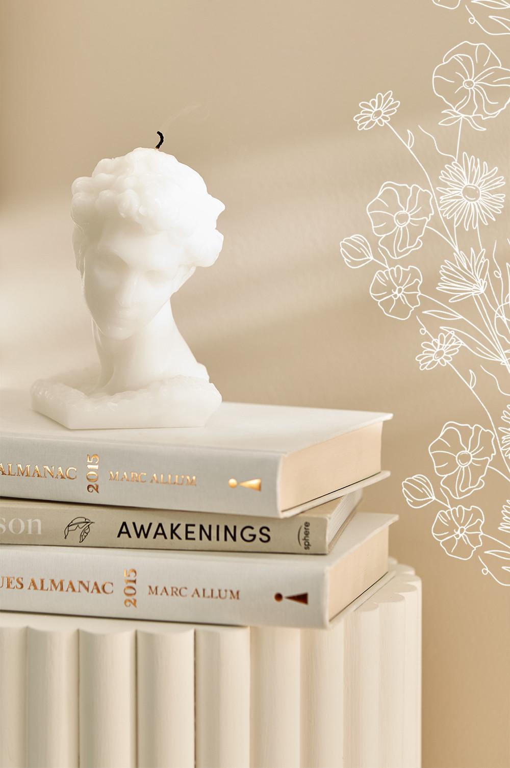 White Sculpted Head Candle