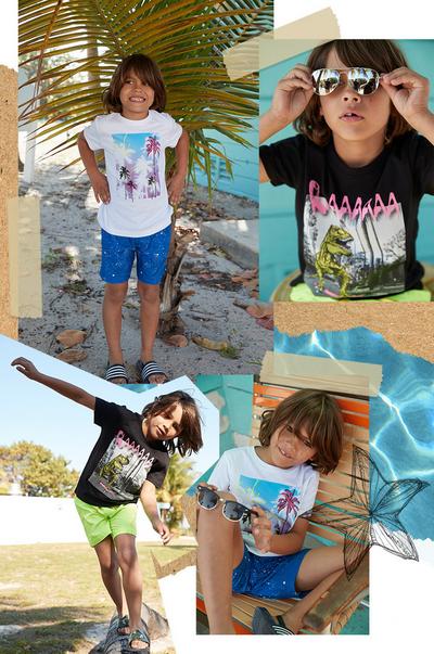 Una colección de bañadores para niños y adolescentes con todos los básicos para la playa y piscina: desde bañadores y hasta camisetas veraniegas y pantalones cortos. | Primark España