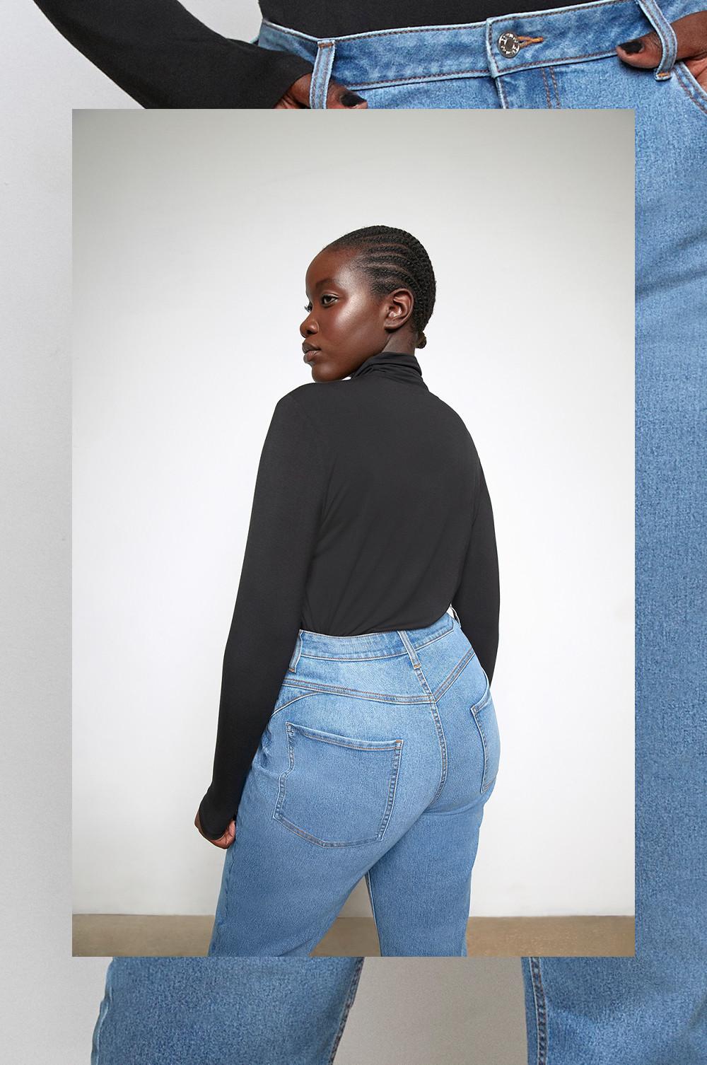 Nuevo negro jeans ajustados novio Denim Pant para niñas Mujer de cintura  alta pantalones vaqueros de las mujeres para las mujeres