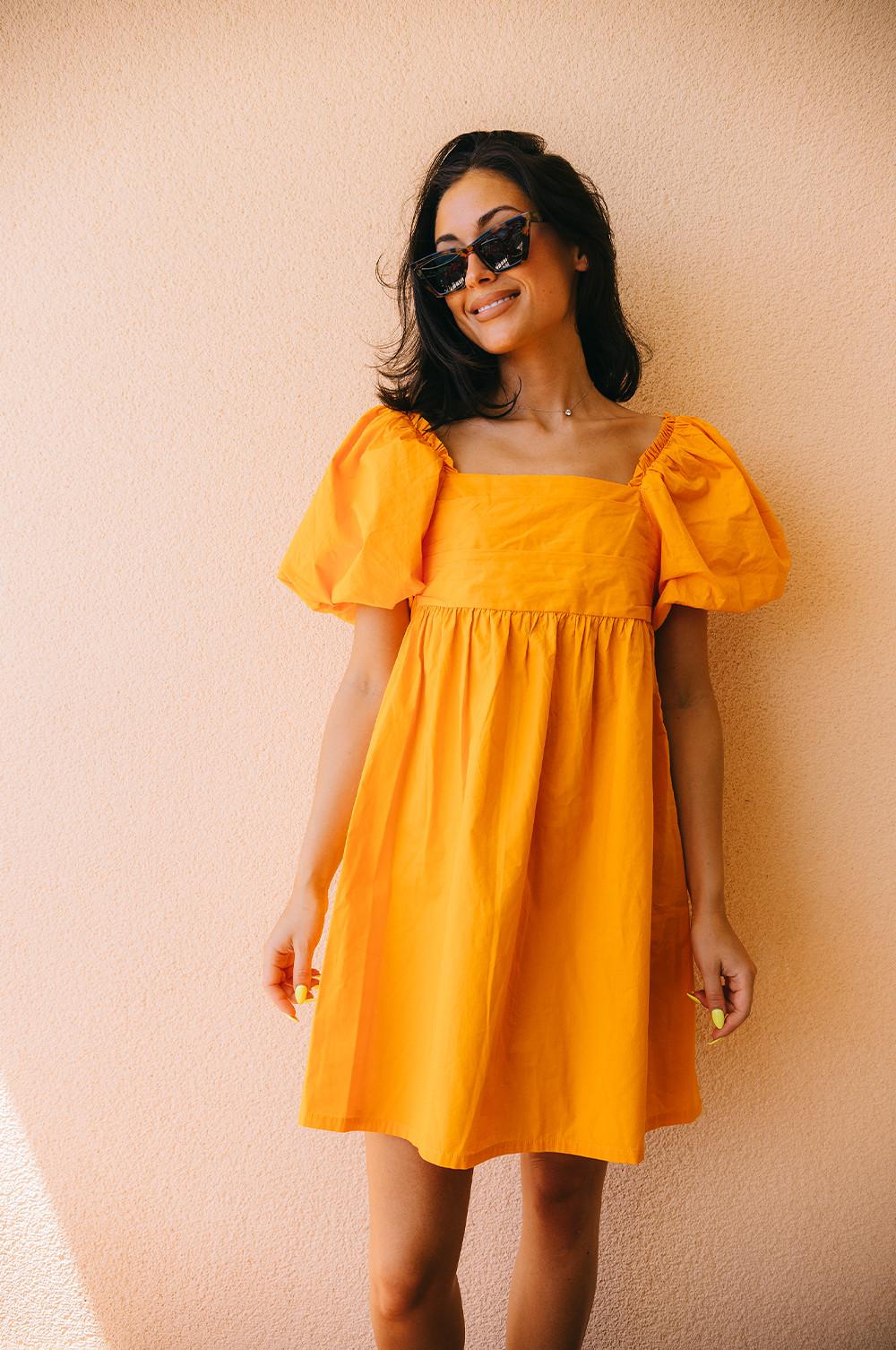 Orange midi dress