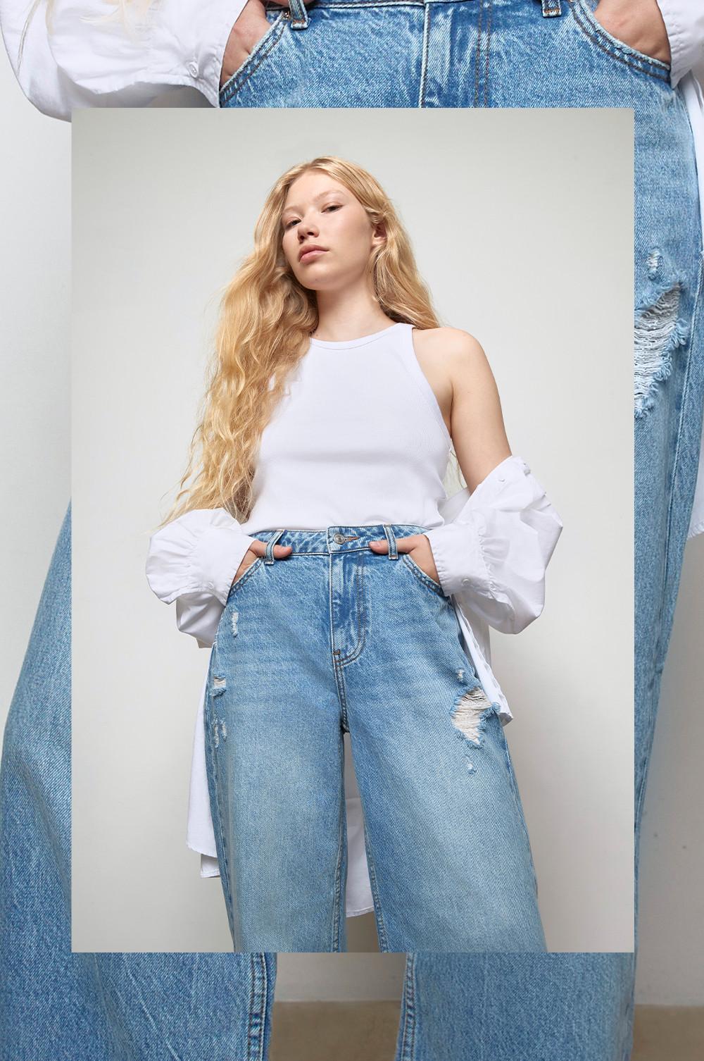 Die lockere Jeans mit weitem Bein