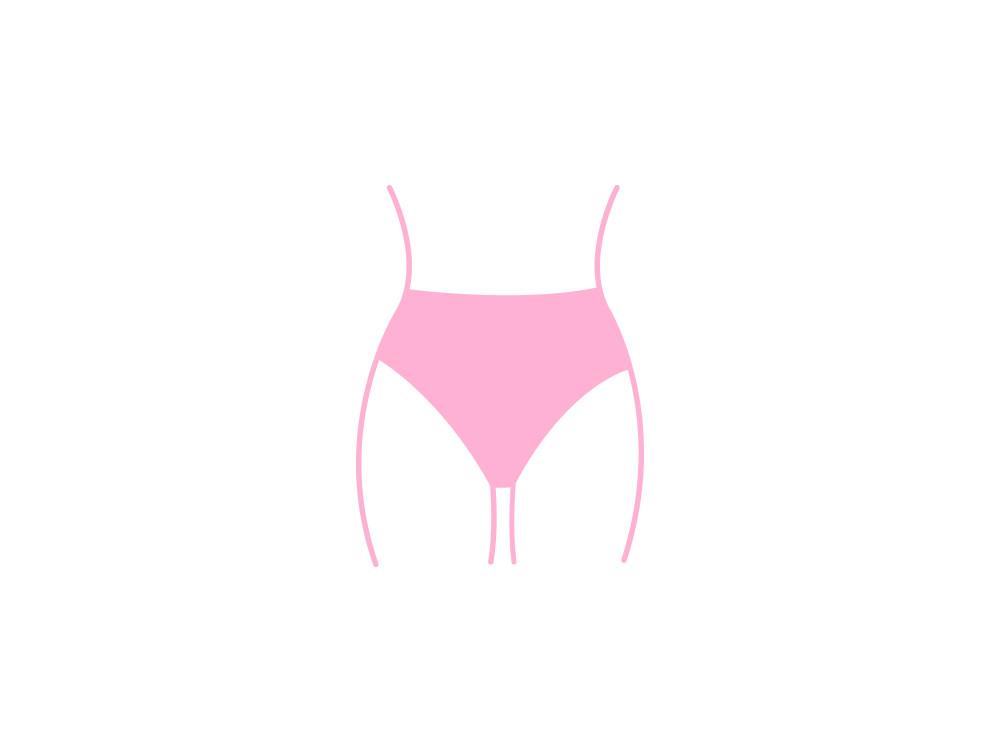 Illustration du bas de bikini à la coupe taille haute en version rose