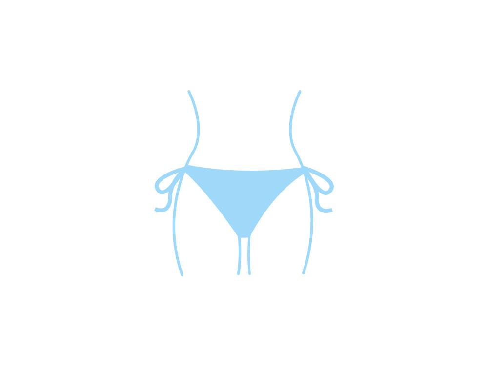 Illustration du bas de bikini noué sur les côtés en version bleue
