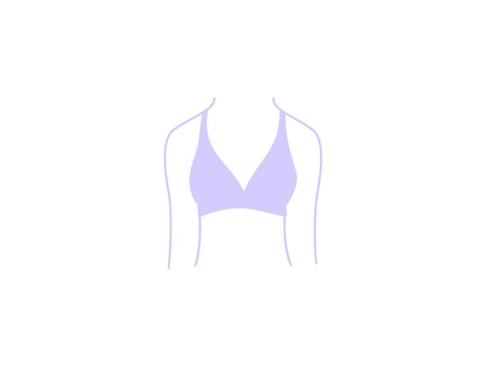 Illustration du haut de bikini violet à coupe très échancrée