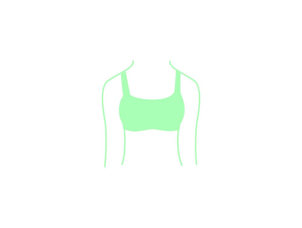 Illustration du haut de bikini à coupe courte en version verte