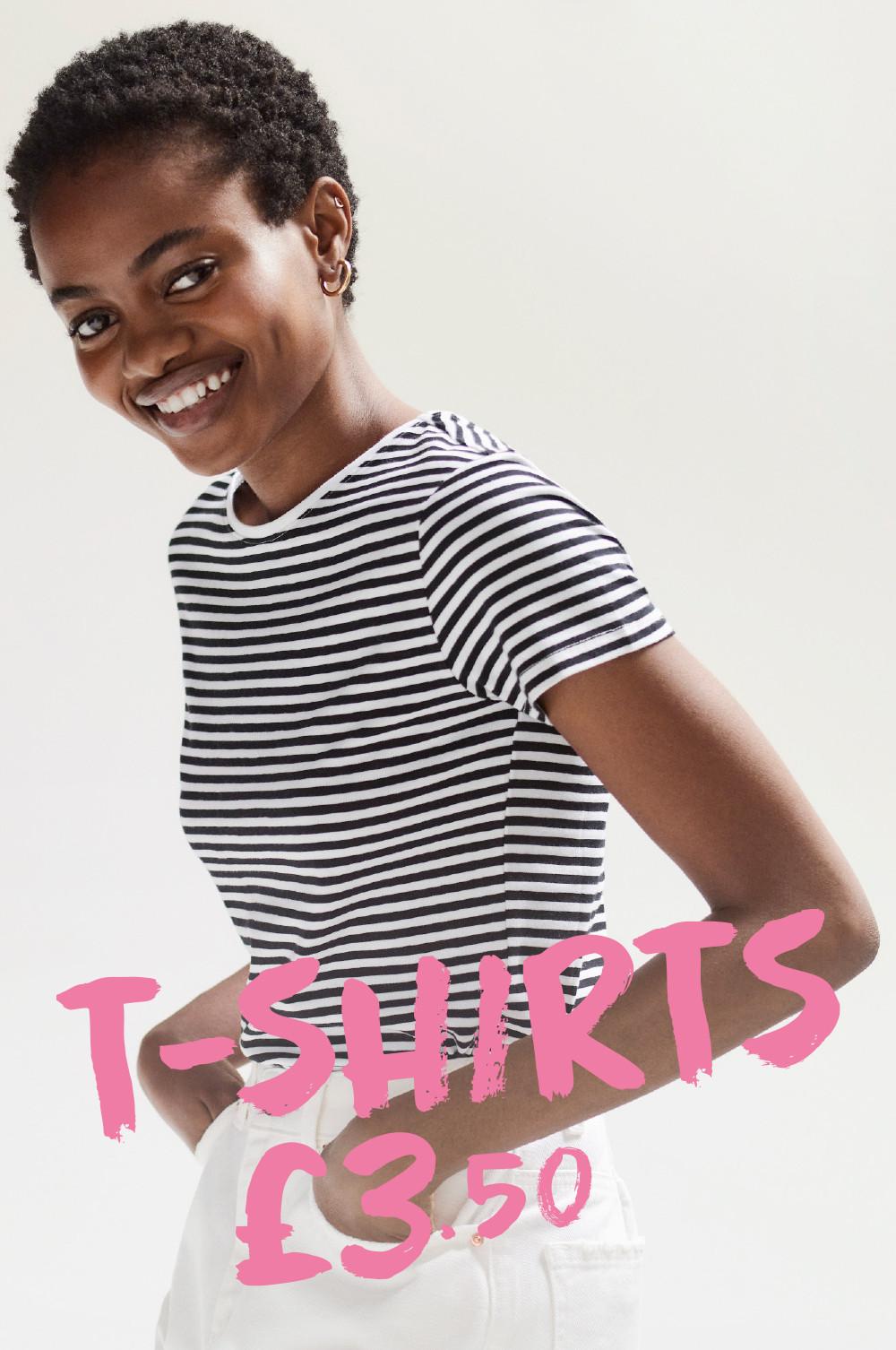 Woman wearing striped t-shirt