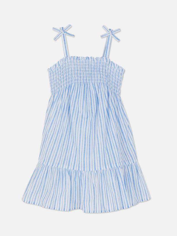 Kids blue and white striped dress