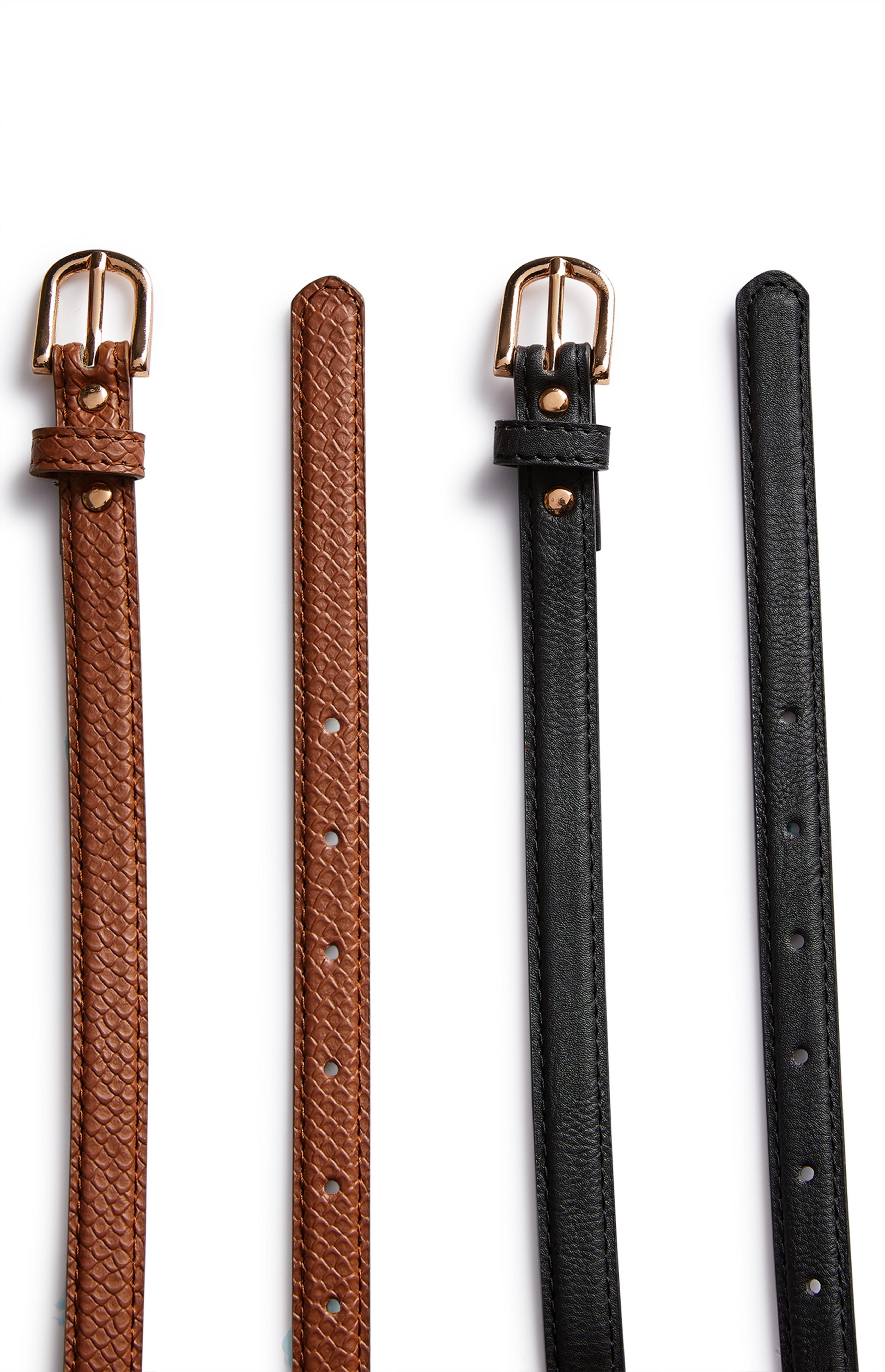 Black And Tobacco Skinny Belts 2 Pack Women's Belts Women's
