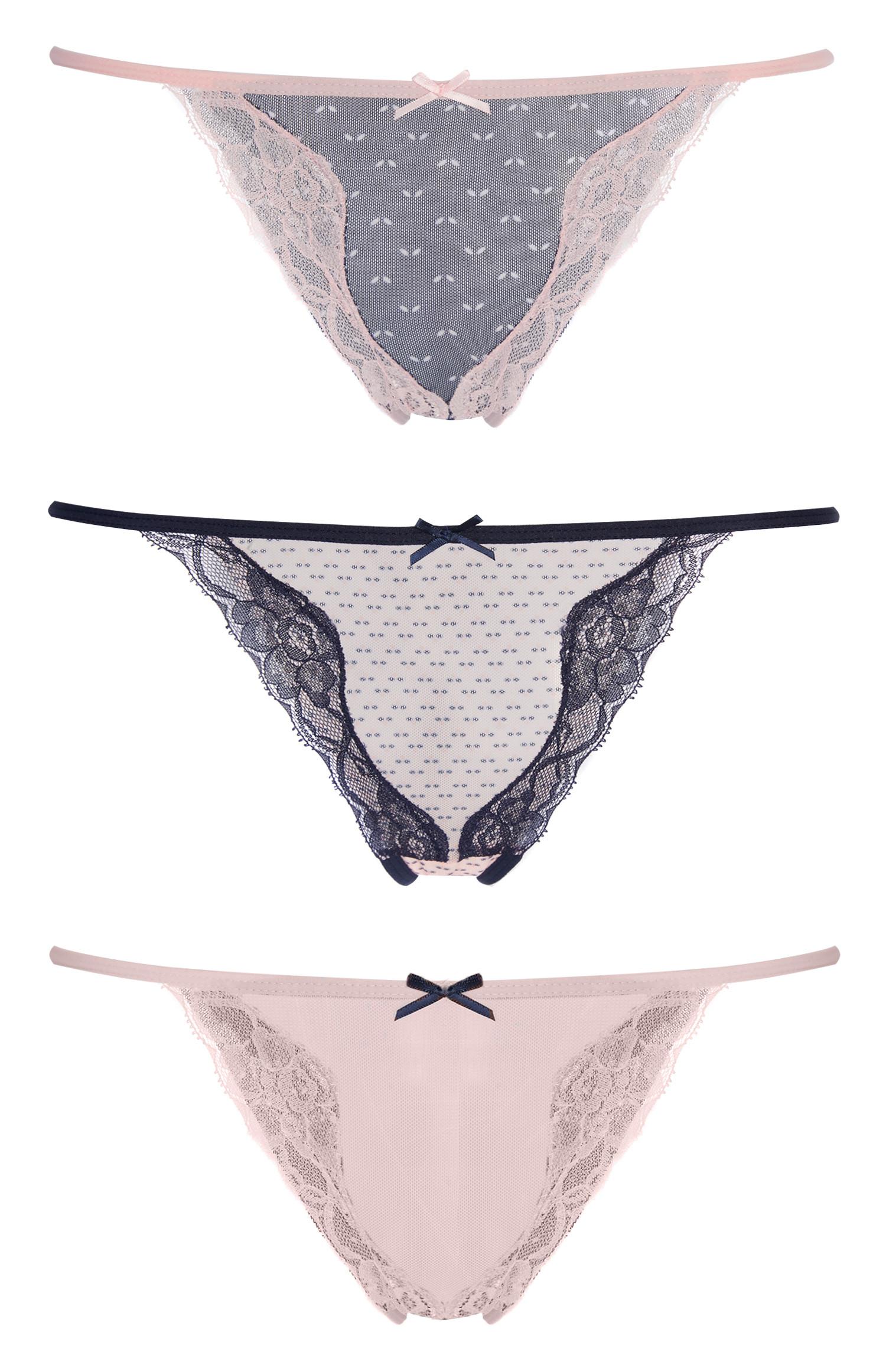 Pack 3 tangas cor-de-rosa