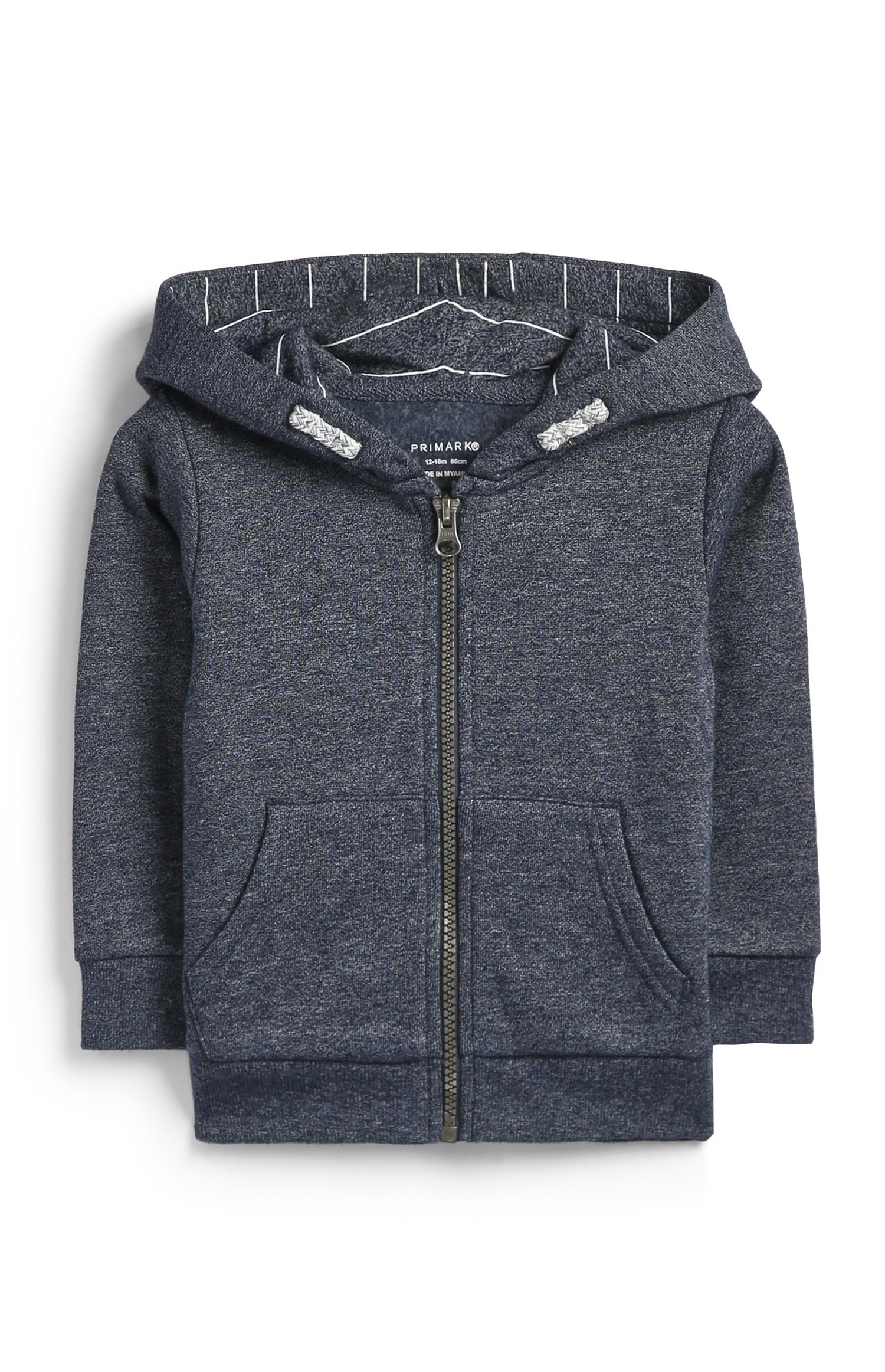 Sudadera gris con capucha y cremallera para bebé niño