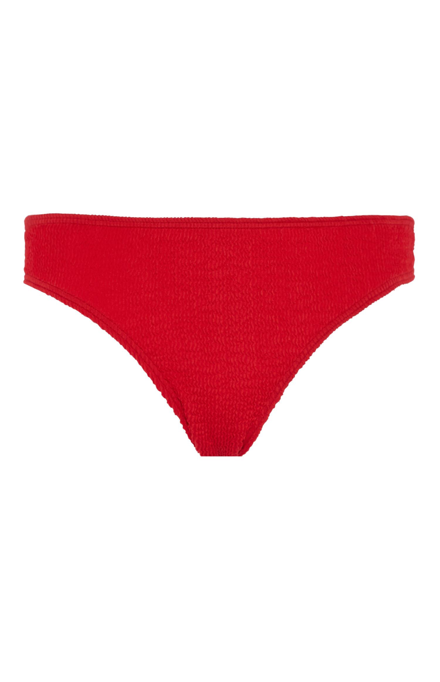 Cuecas biquíni tecido enrugado vermelho