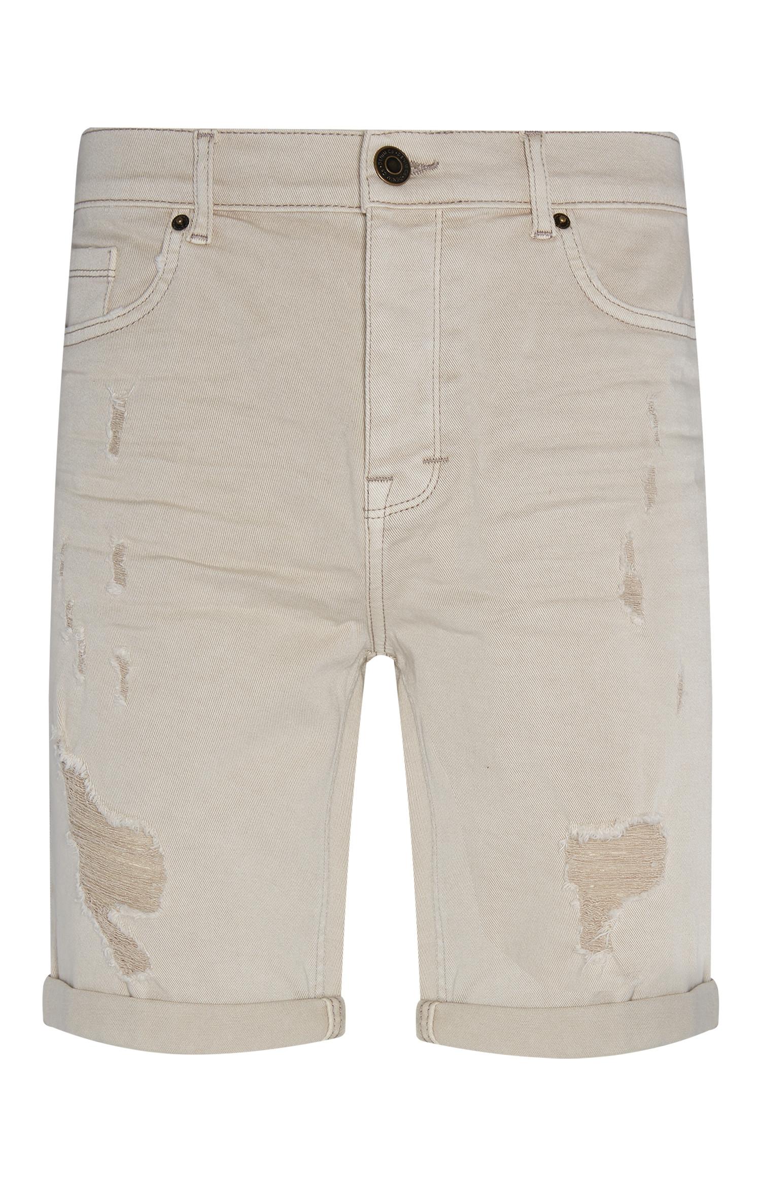 Shorts beige elasticizzati in twill