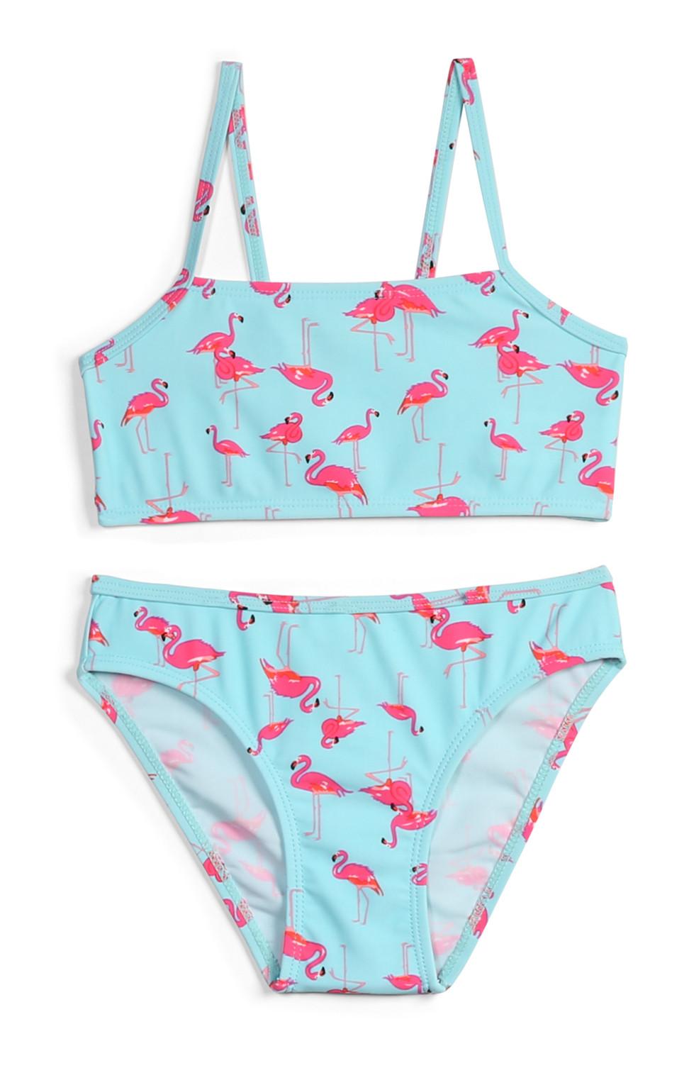 Bikini con estampado de flamencos para niña pequeña