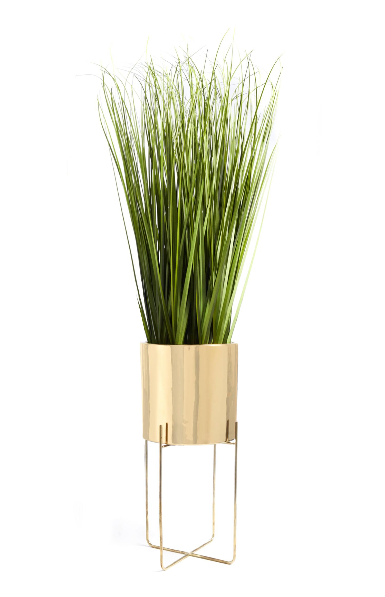 Planta artificial maceta dorada grande