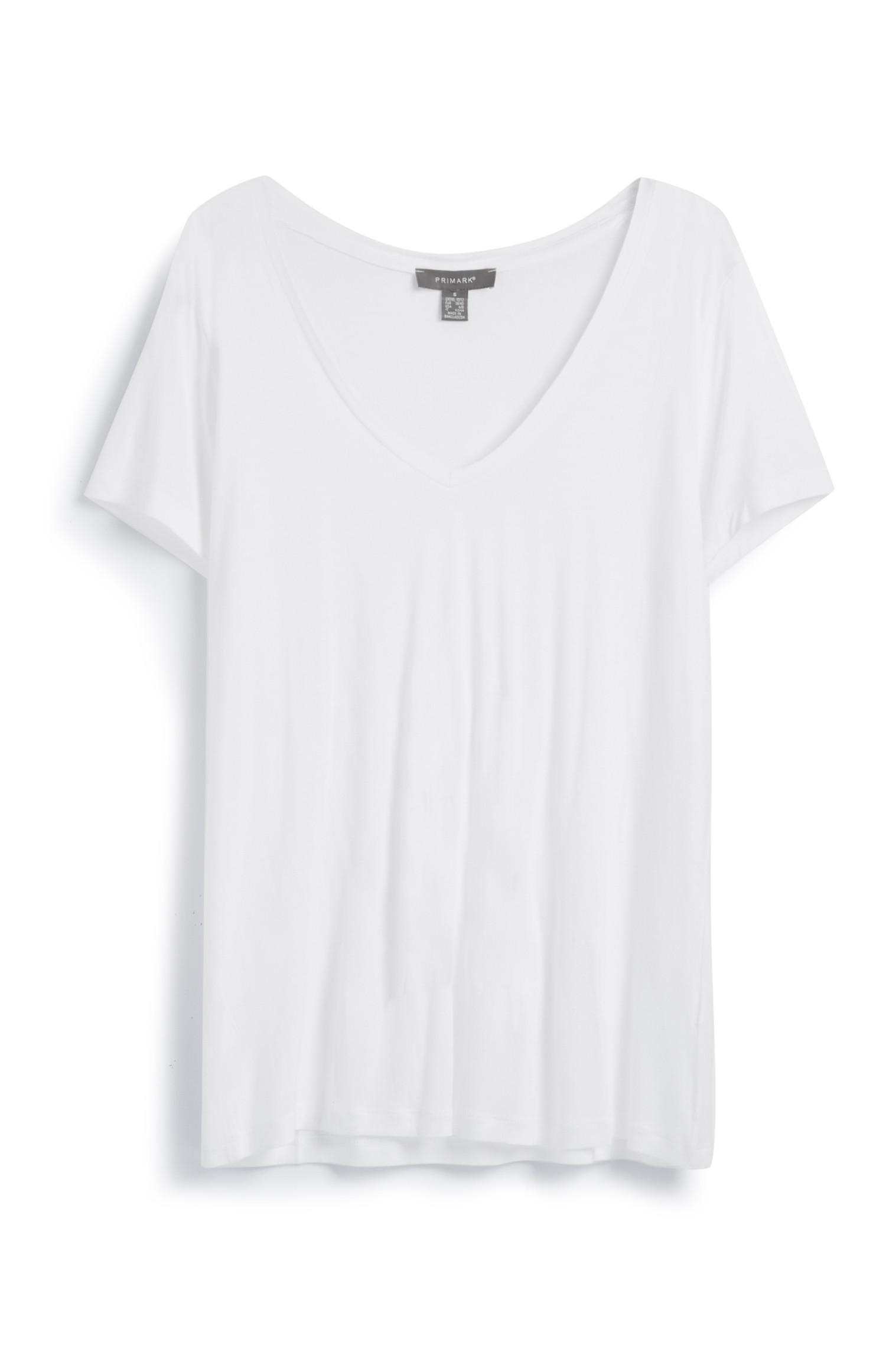 T-shirt decote V branco
