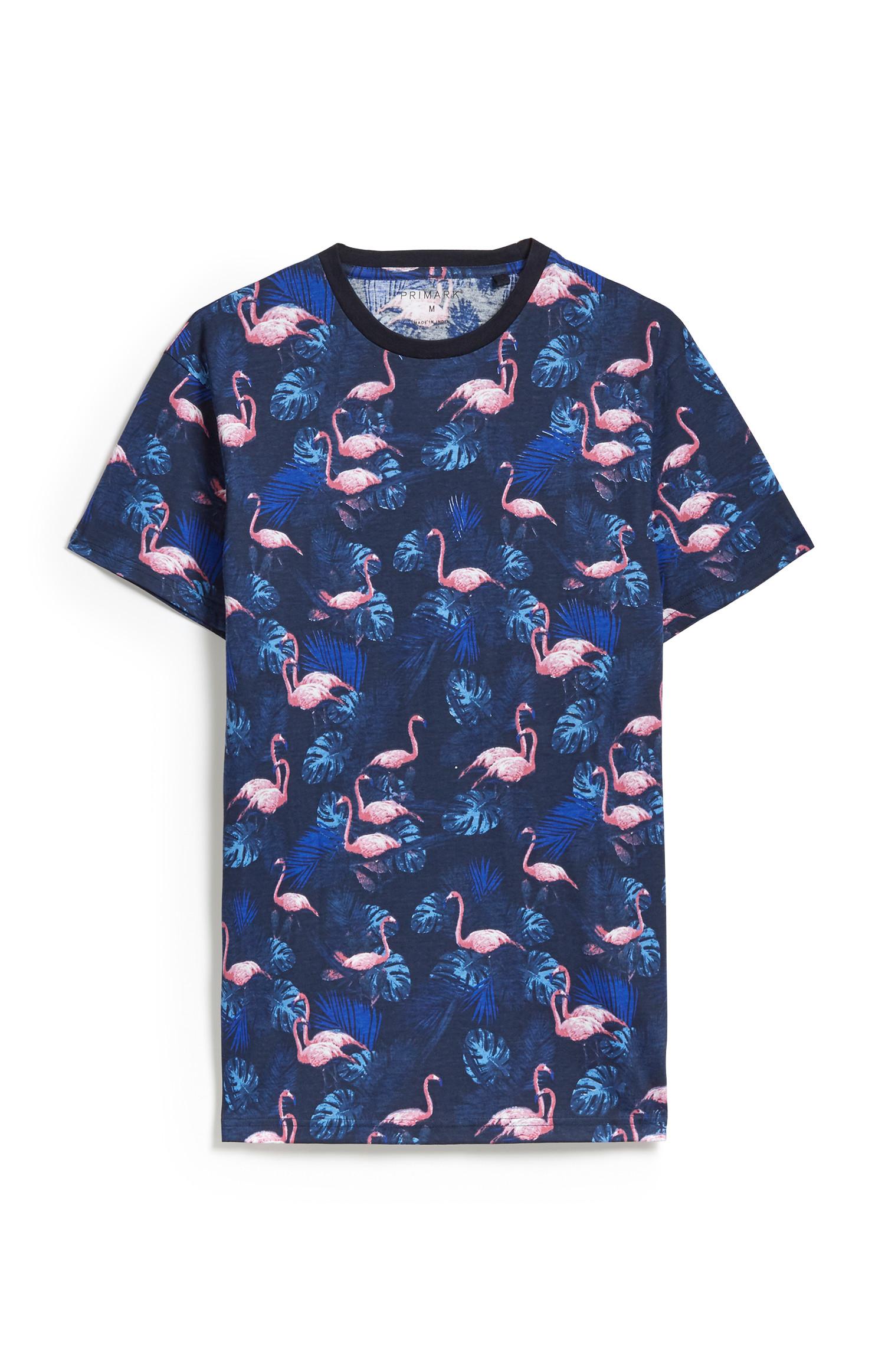 T-shirt flamingos azul-marinho
