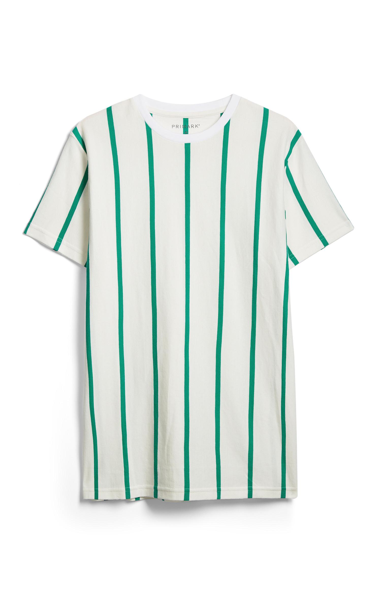 T-shirt riscas branco e verde