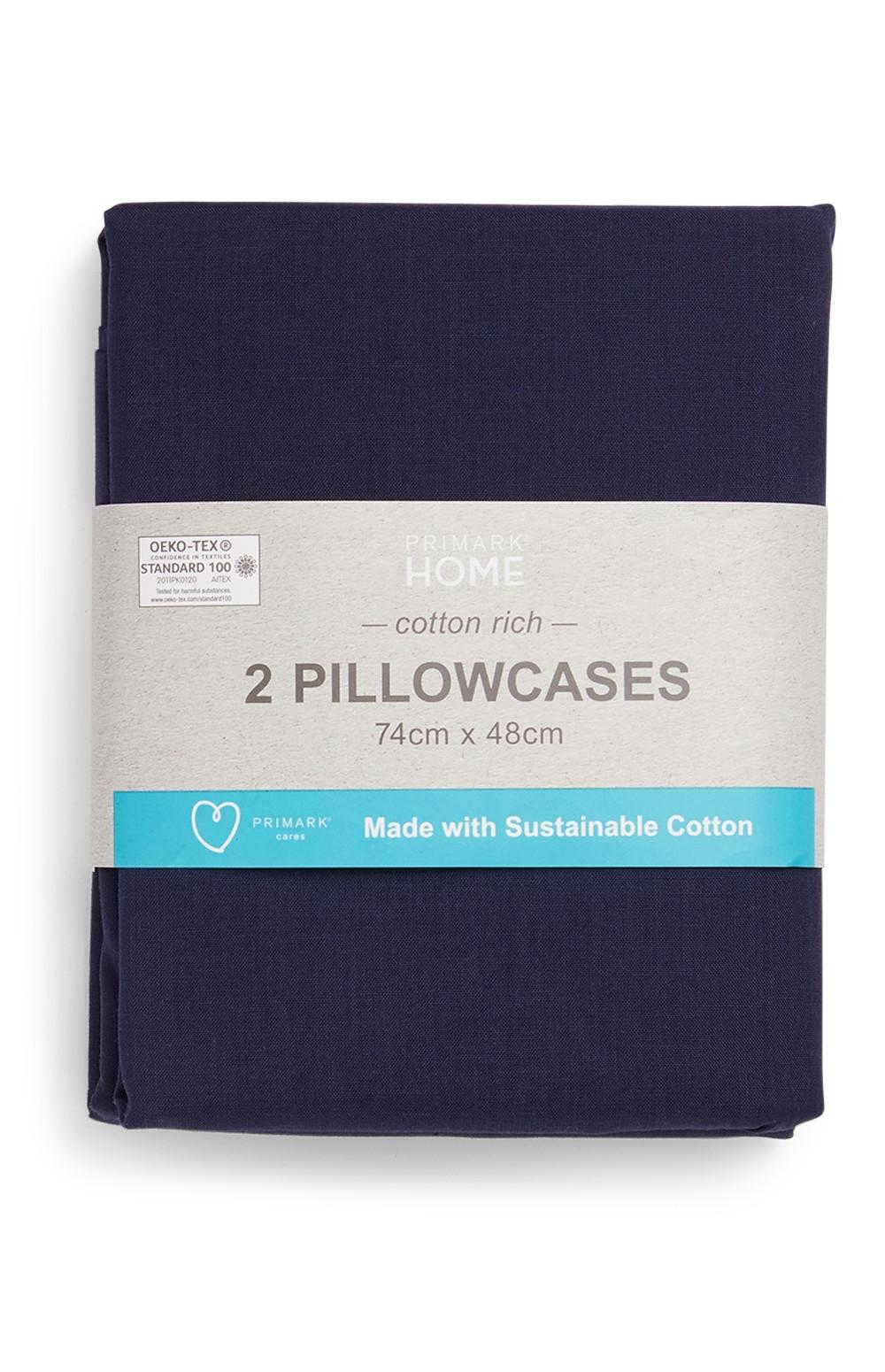 Navy Cotton Rich Pillowcases 2 Pack Bedroom Furniture Bedding