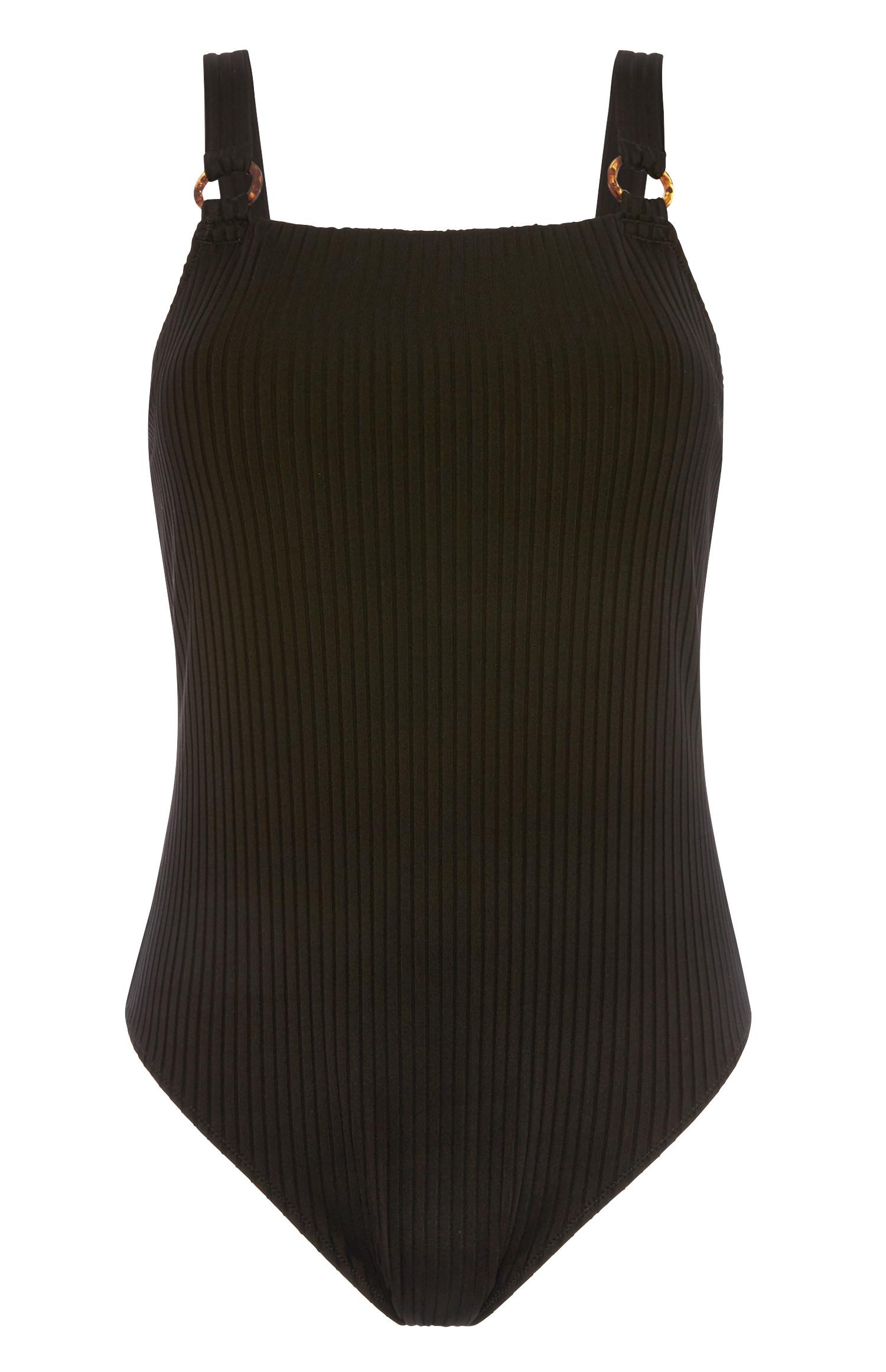 Fato banho decote quadrado preto