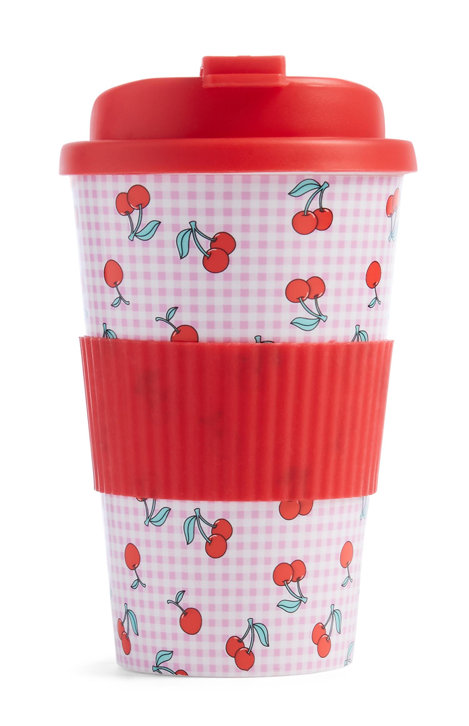 Taza para café con estampado de cerezas