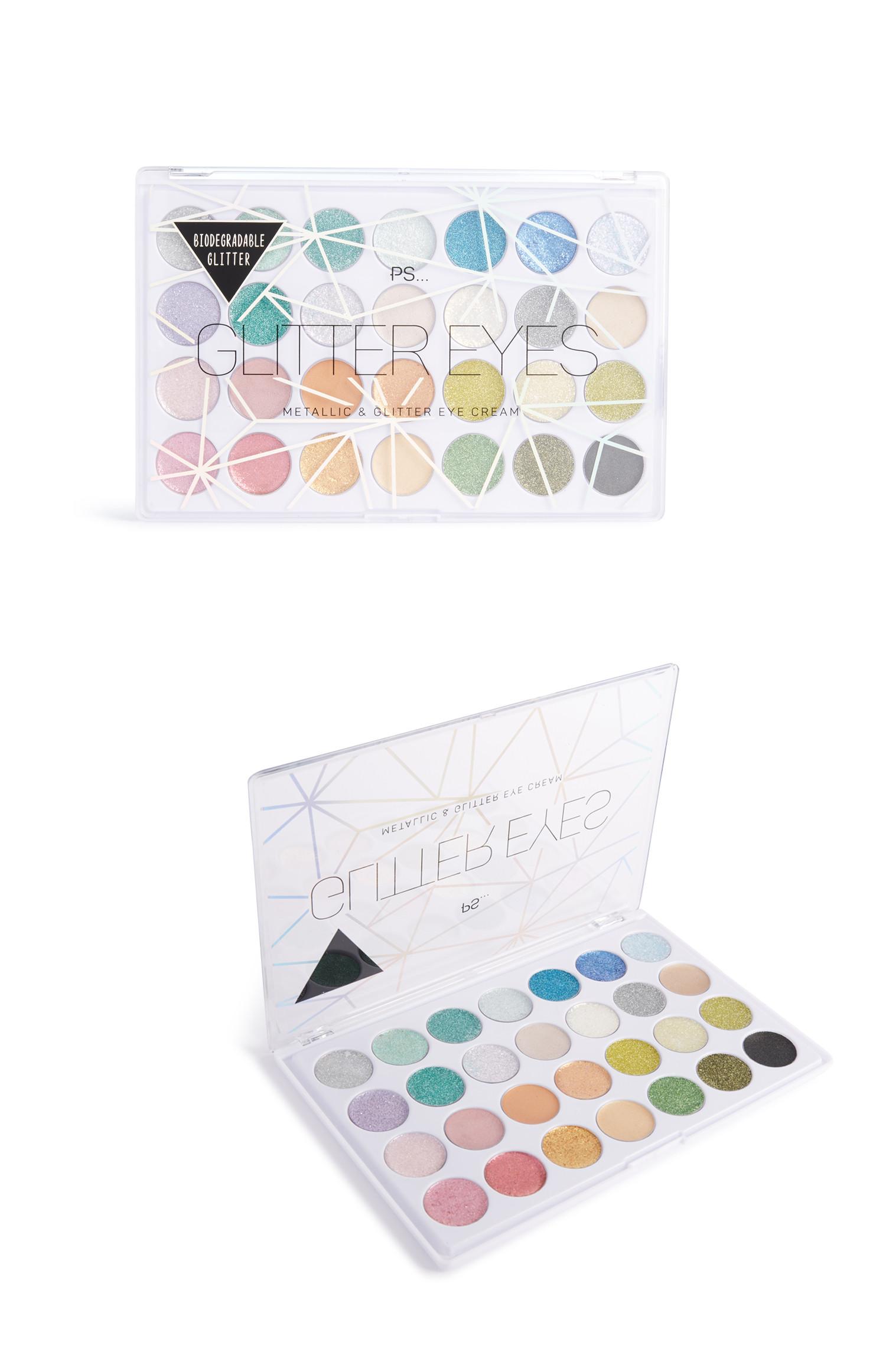 Paleta de 28 sombras de ojos con purpurina biodegradable