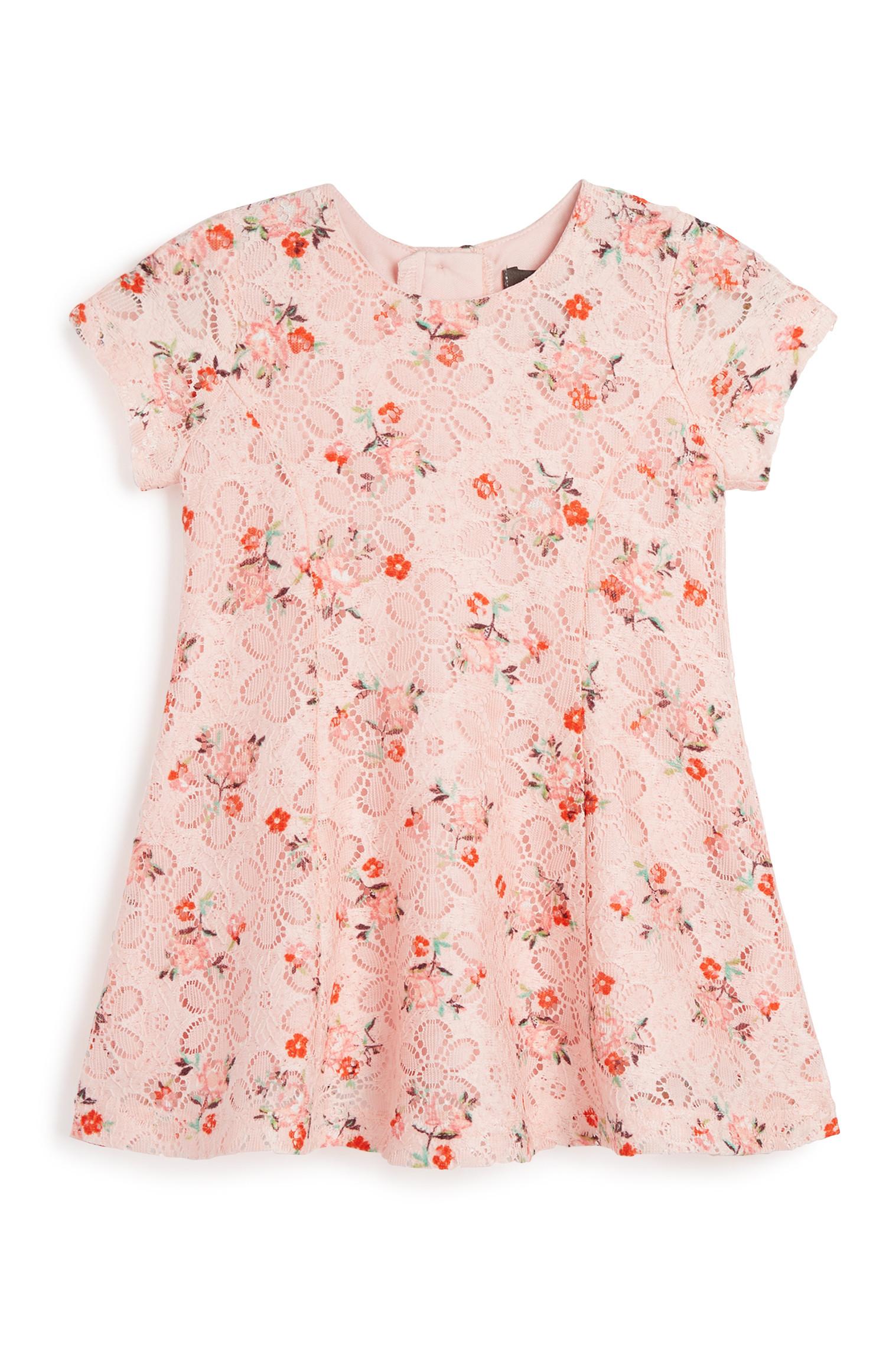 Vestido rosa de flores para bebé niña